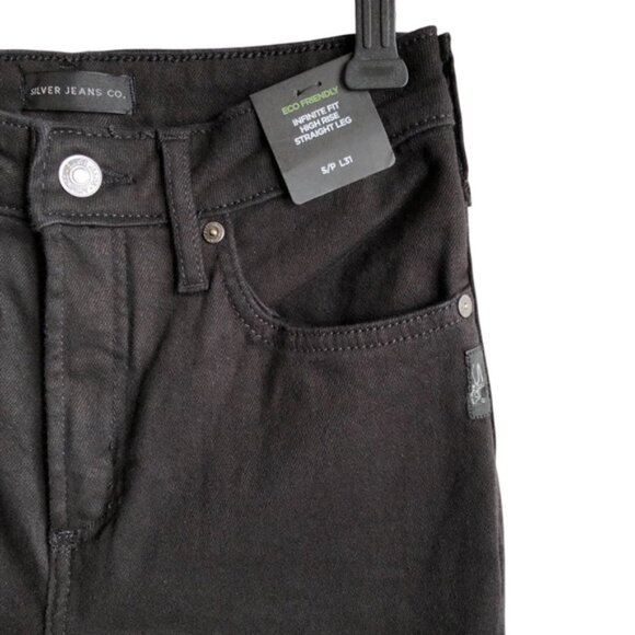 Silver Jeans Infinite Fit High Rise Straight Leg Jeans Sz Small Black Denim NWT - Picture 6 of 13